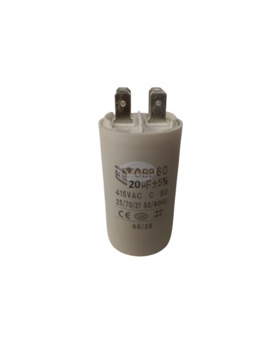 CBB60 20uF 450V AC Motor Run Capacitor, 20 MFD 415VAC 50/60Hz Cylindrical 4-Pin Spade Terminal for Washer Water Pump Motor