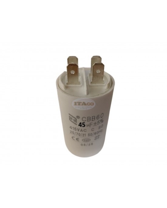 CBB60 45uF 450V AC Motor Run Capacitor, 45 MFD 415VAC 50/60Hz Cylindrical 4-Pin Spade Terminal for Washer Water Pump Motor