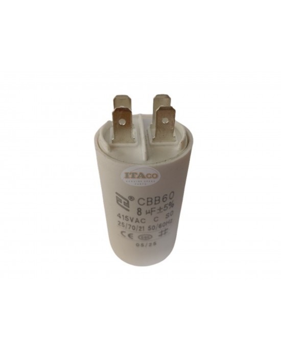 CBB60 8uF 450V AC Motor Run Capacitor, 8 MFD 415VAC 50/60Hz Cylindrical 4-Pin Spade Terminal for Washer Water Pump Motor