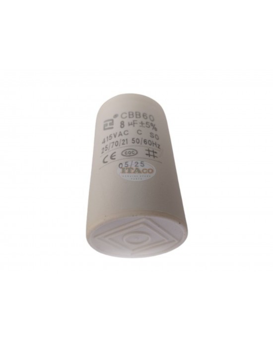 CBB60 8uF 450V AC Motor Run Capacitor, 8 MFD 415VAC 50/60Hz Cylindrical 4-Pin Spade Terminal for Washer Water Pump Motor