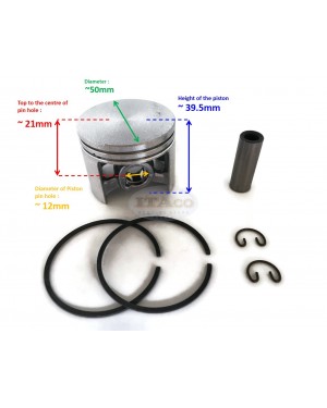 Piston Kit Ring Set, Pin Clip For STIHL 044, MS440, MS 440 1128 030 2015 50MM 12MM PIN Chainsaw Motor Engine