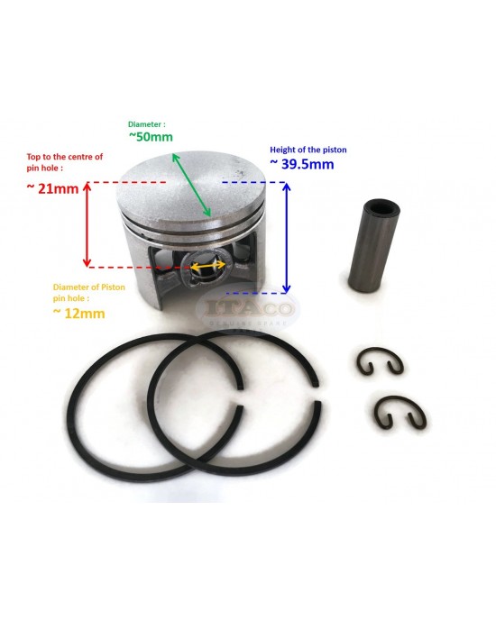 Piston Kit Ring Set, Pin Clip For STIHL 044, MS440, MS 440 1128 030 2015 50MM 12MM PIN Chainsaw Motor Engine