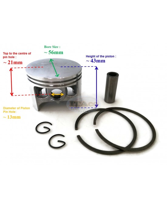 Piston Kit Ring Set Piston Pin Clip Kolben Set 1115 030 2003 For STIHL Magnum 045 056 Model 56MM Chainsaw Motor Engine