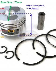 Replaces 70mm Bore Chinese 170F 170 F 4.5HP Diesel Engine Piston Kit Assy Ring Set STD