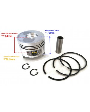 For 78.25mm Bore Chinese 178F 178 F 6HP Diesel Engine Piston Kit Assy Ring Set Oversize 0.25 010