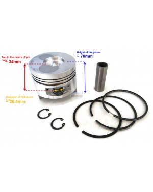 For 79.00mm Bore Chinese 178F 178 F 6HP Diesel Engine Piston Kit Assy Ring Set Oversize 1.00 040