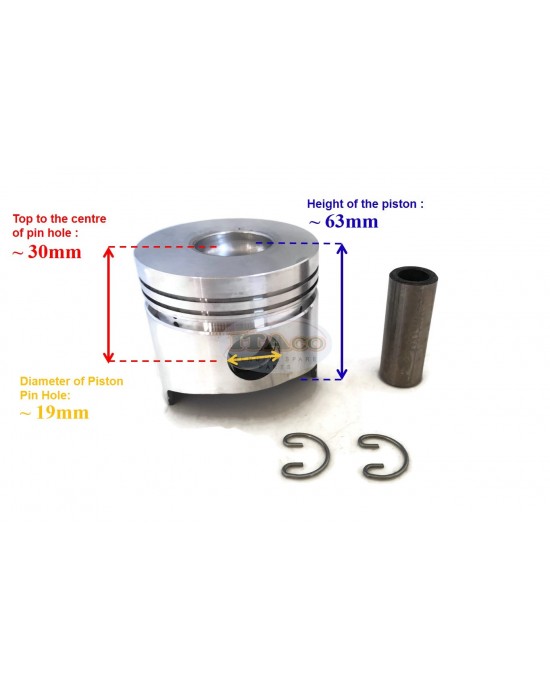 Piston & w/ Pin, Circlip bore size 68MM for Yanmar Diesel Chinese Air cooled L40 L40AE 4HP Tractor Engine