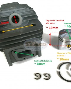 Cylinder Block Piston Kit Set KC13010AA For Mitsubishi TL43 TB43 TU43 BG430 40MM 1E40F-5/40-5/40F-5 Series Trimmer 42.7 cc 2 Stroke