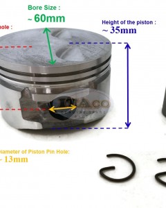 Piston W/Pin Clip 268-23401-03 H3 For Robin Subaru EH12 EH12-2B EH12-2D Mikasa MT-75 4HP 60MM STD Rammer Lawn Trimmer Motor Engine