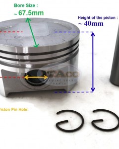 Piston W/Pin Clip 277-23404-03 H3 For Robin Subaru EX17 EX21 EP17 EK17 MK200  6HP O/S 67.5MM Rammer Lawn Trimmer Motor Engine