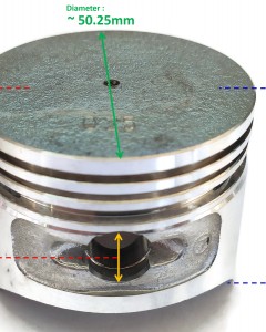 Original Made in Japan Piston 230-23402-03 230-23412-H3 compatible with Robin Subaru R600 R650 EY08 Oversize 0.25 50.25MM Lawnmower Trimmer Generator Engine