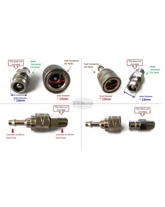 Boat Motor Fuel Line Connector Sierra Outboard 18-8079 In Female Moeller 33467-10 5/16" ID 13MM Motor Engine