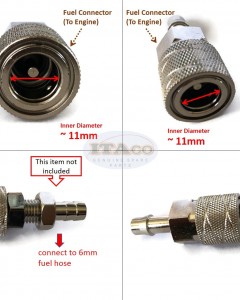 Boat Motor Socket Fuel Line Connector for Suzuki Sierra Outboard 3.5HP - 140HP 65750-98505 18-8062 1/4" 6MM ID 11MM Marine Engine