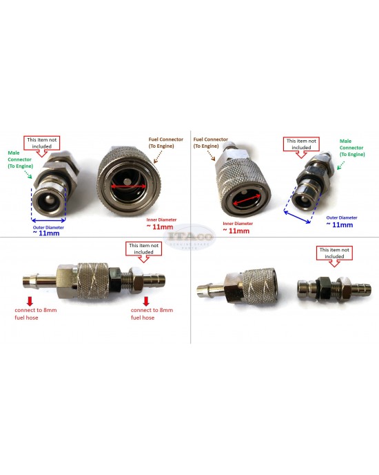 Boat Motor Socket Fuel Line Hose Connector for Suzuki Outboard 3.5HP - 140HP 65750-98505 8MM ID 11MM Outboard Engine