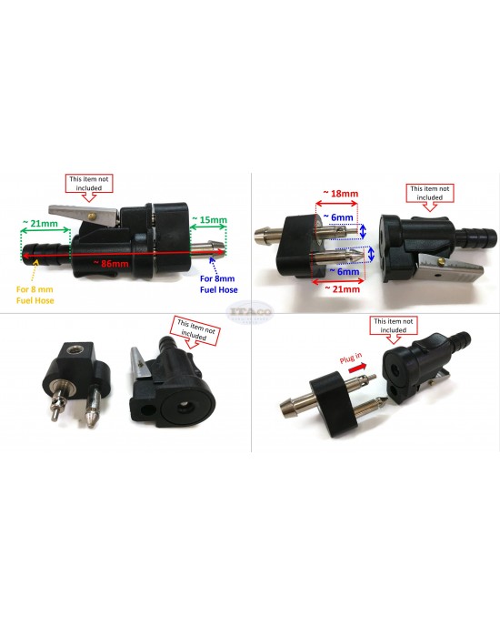 Boat Motor Male Adaptor Fuel Connector 0397444 0766442 5/16" for Johnson Evinrude OMC Outboard Fuel Boat Engine Motor Boat Engine