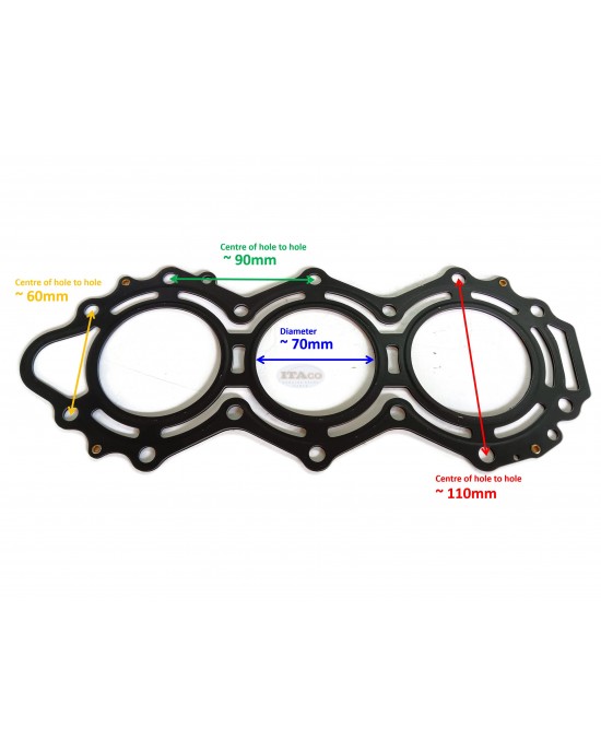 Boat Motor Cylinder Head Gasket 3C8-01005-0 3 4 5 M 27 81293910 8M0062091 compatible with Mercury Tohatsu Nissan Outboard 40HP 50HP 2-Stroke Motor Engine