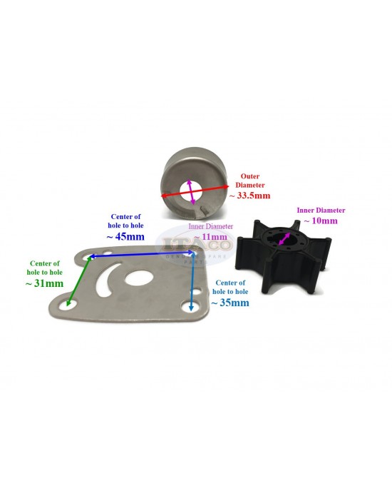 Boat Motor Outer Plate Insert Cartridge Water Pump Impeller 6L5-44323 6L5-44322 6L5-44352 For Yamaha Outboard F 3HP Malta 2/4-stroke Engine