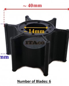 Boat Motor Water Pump Impeller 662-44352-01 00 18-3063 for Yamaha 6HP 8HP 15HP Outboard Motor (6A 6B 8B 15A) / Mercury Mariner Mariner part 47-95611M 47-81242M Engine