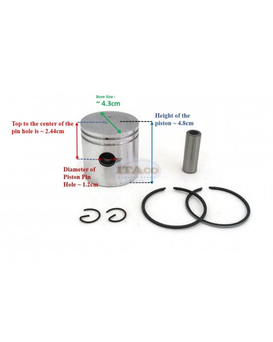 Boat Motor Piston Assy Kit Ring Set 12110-94D01 12110-94001 For Suzuki Marine Outboard DT2.2 2.2HP STD 43MM 2 stroke Engine