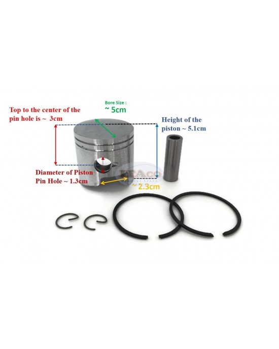 Boat Motor Piston Assy Kit Ring Set for Tohatsu Nissan Outboard 3B2-00001 3B2-00011 M NS 6HP 8HP 9.8HP STD 50MM 2-stroke Engine