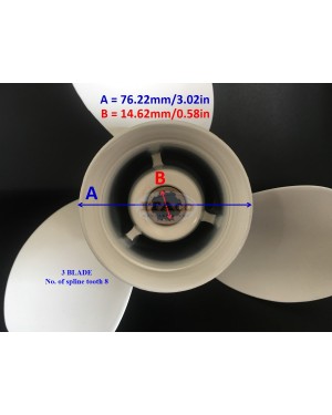 Boat Motor Aluminium Propeller for Yamaha Outboard 15HP 9.9HP 13.5HP 20HP 3 x 9 1/4" x 11" 63V-45943-10 00 J Engine