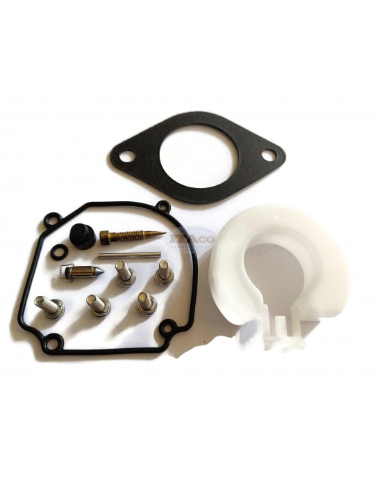 Boat Carburetor Repair Kit w/ Float 346-87122-0 84475M, 853780A1 compatible with Mercury Tohatsu Nissan Outboard 25HP 30HP 2-stroke