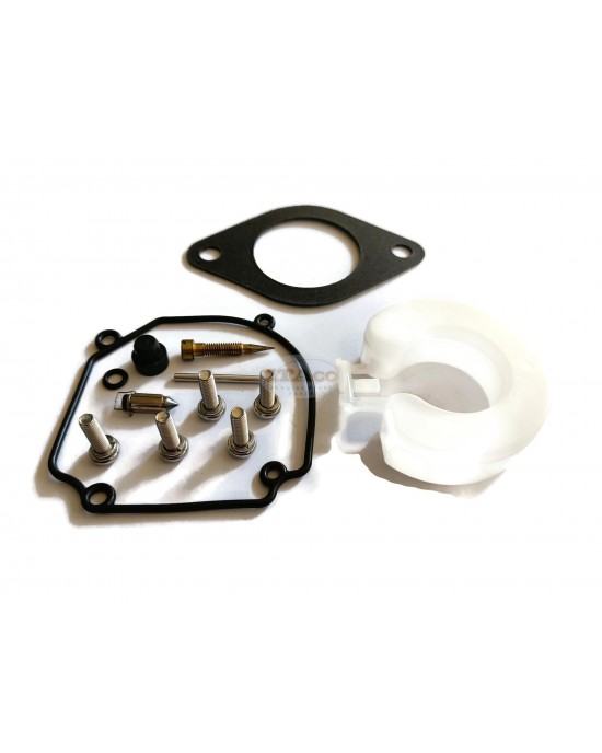 Boat Carburetor Repair Kit w/ Float 346-87122-0 84475M, 853780A1 compatible with Mercury Tohatsu Nissan Outboard 25HP 30HP 2-stroke