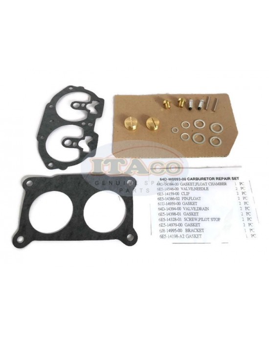 Boat Motor Carburetor Carb Repair Kit for Yamaha 6G5-W0093-04-00, 64D-W0093-00-00 Outboard 2 stroke Engine