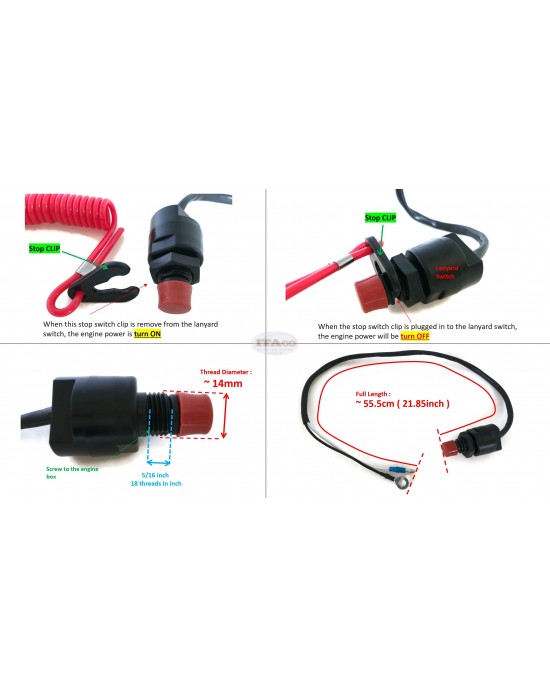 Boat Motor Stopswitch box Safety Stop Switch Lanyard Cord 3C8-06820-0 M 87 804051A1 For Tohatsu Nissan Mercury Quicksilver Outboard 2/4 stroke Engine