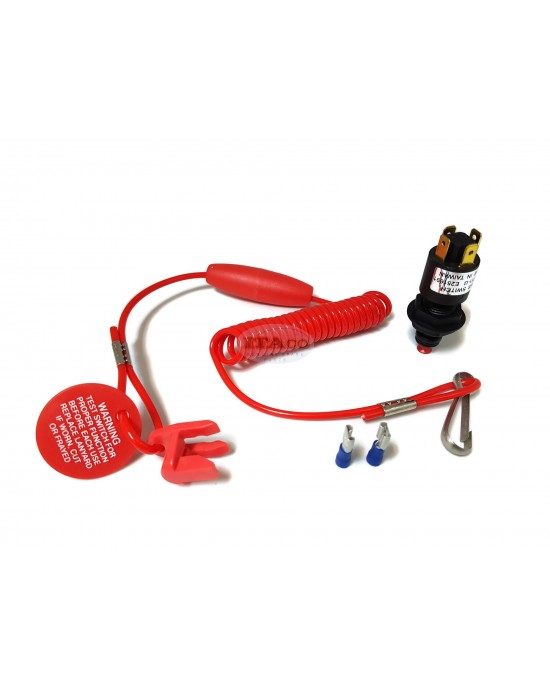 Boat Motor Emergency Cut-Off Switch w/Coiled Lanyard for Suzuki Tohatsu Nissan Outboard 12V Rating 12V DC 10A/450V DC 400ma 2/4 stroke Engine