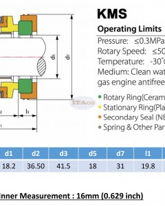 Mechanical Water Pump Shaft Seal Kit KATO 5/8" KMS 16 Blower Diving Circulating Rotary Ring Plastic Carbon SiC TC Spring Stationary Cermaic Engine