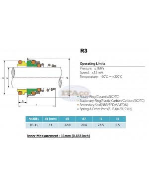 Mechanical Water Pump Seal Kit Blower Diving Circulating TS 155 11MM R3 Rotary Ring Plastic Carbon SiC TC Spring Stationary Ring Cermaic Seal Engine