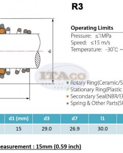 Mechanical Water Pump Seal Kit Blower Diving Circulating TS 155 15MM 15 MM 0.59 inch R3 Rotary Ring Plastic Carbon SiC TC Spring Stationary Ring Cermaic Seal Engine