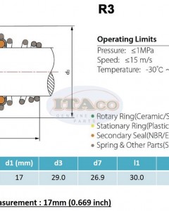 Mechanical Water Pump Seal Kit Blower Diving Circulating TS 155 17MM 17 MM 0.70 inch R3 Rotary Ring Plastic Carbon SiC TC Spring Stationary Ring Cermaic Seal Engine