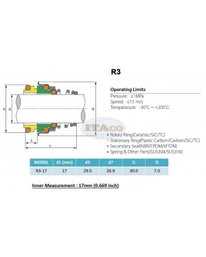 Mechanical Water Pump Seal Kit Blower Diving Circulating TS 155 17MM 17 MM 0.70 inch R3 Rotary Ring Plastic Carbon SiC TC Spring Stationary Ring Cermaic Seal Engine
