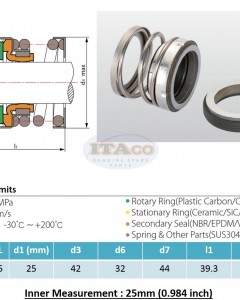 Mechanical Water Pump Shaft Seal Kit WIN 25MM Secondary Seal Ceramic Ring SiC TC 44MM Blower Diving Circulating TS560A Rotary Ring Plastic Carbon Spring CMS Engine