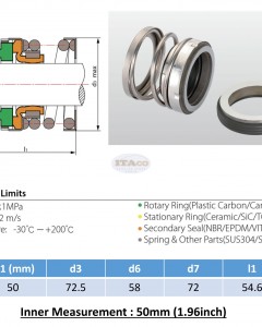 Mechanical Water Pump Shaft Seal Kit WIN 50MM Blower Diving Circulating TS560A Rotary Ring Plastic Carbon SiC TC Spring Stationary Ring Cermaic Seal CMS Engine
