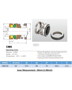 Mechanical Water Pump Shaft Seal Kit WIN 50MM Blower Diving Circulating TS560A Rotary Ring Plastic Carbon SiC TC Spring Stationary Ring Cermaic Seal CMS Engine