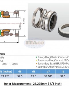Mechanical Water Pump Seal Blower Diving Circulating WIN 7/8" 0.875 inch TS560A  Rotary Ring Plastic Carbon SiC TC Spring Stationary Ring Cermaic Seal CMS Engine