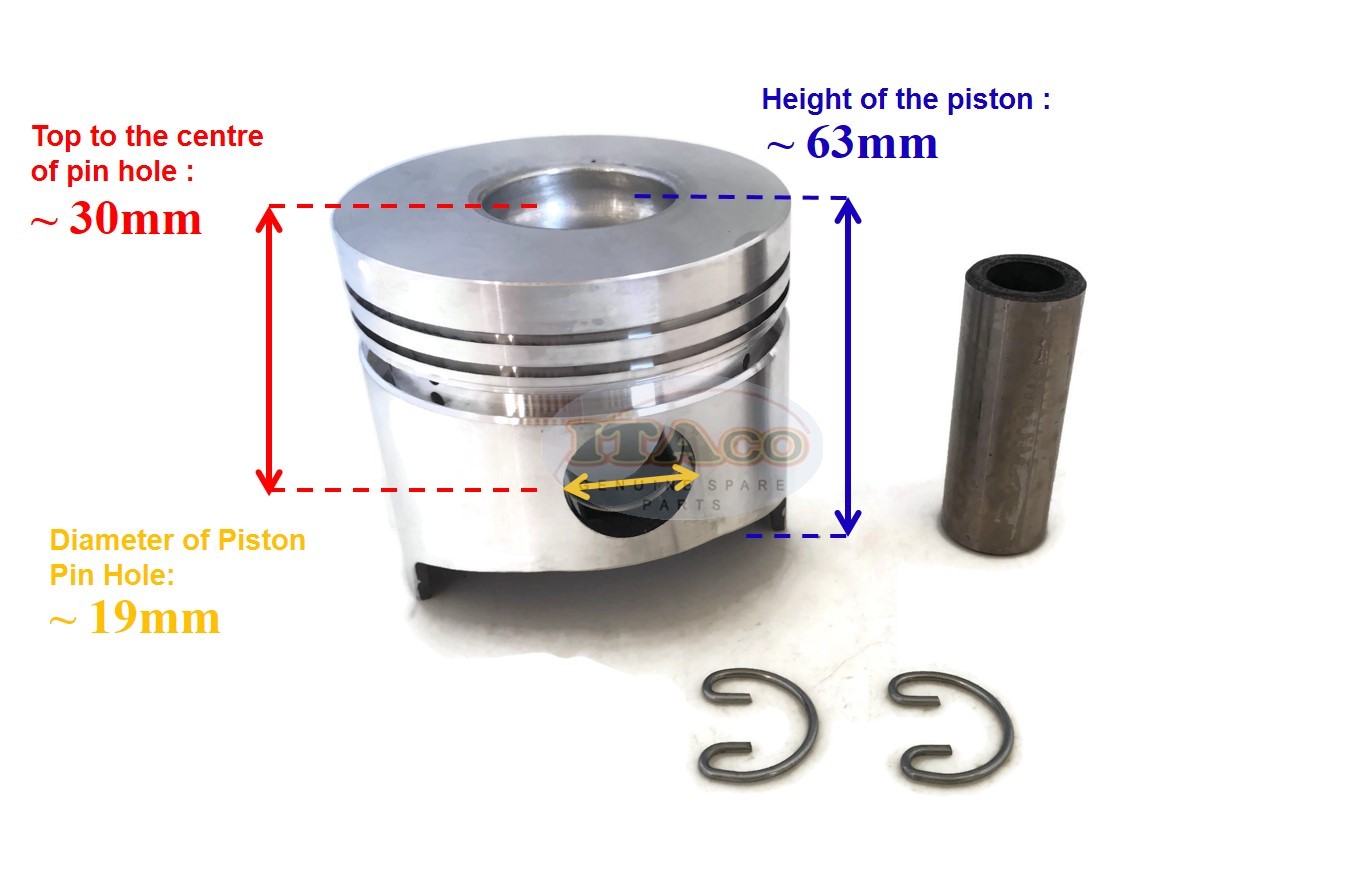 Piston w/ Pin Circlip 68MM Yanmar Diesel Air cooled L40 L40AE 4HP ...